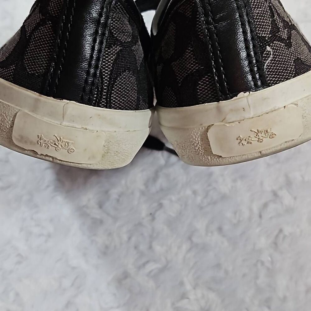 Coach Empire Low Top Signature Logo Sneakers Womens 7.5 Black Gray Canvas Shoes - Picture 8 of 9